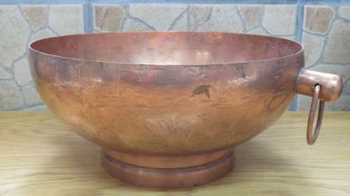 Beautiful Vintage De Klerk Original Copper Display Bowl With Side Drop Handles D: 26 cm H: 12 cm