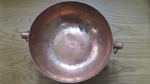 Beautiful Vintage De Klerk Original Copper Display Bowl With Side Drop Handles D: 26 cm H: 12 cm