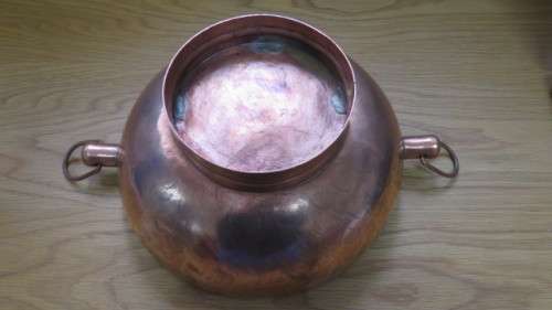 Beautiful Vintage De Klerk Original Copper Display Bowl With Side Drop Handles D: 26 cm H: 12 cm