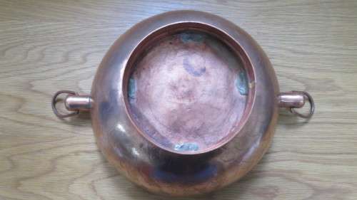 Beautiful Vintage De Klerk Original Copper Display Bowl With Side Drop Handles D: 26 cm H: 12 cm