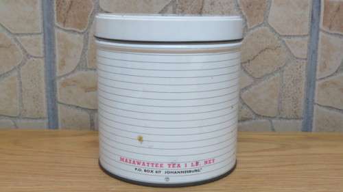 Wonderful Vintage Mazawattee 1lb Tea Tin H: 13 cm D: 12 cm