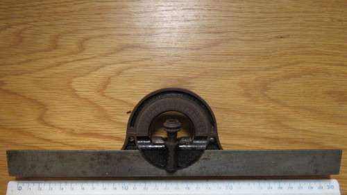 Vintage L.S. Starrett Co USA No.12 Protractor Head and Rule for 12` Combination Square SOLD AS IS
