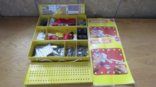 Two Vintage Meccano Sets (M1, A) With Instructions in Original Metal Cases Details in Description