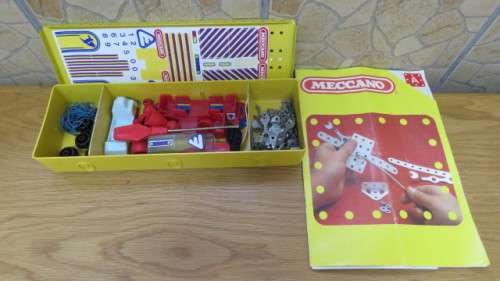 Two Vintage Meccano Sets (M1, A) With Instructions in Original Metal Cases Details in Description