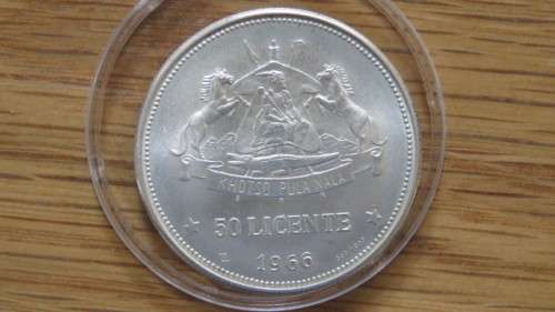 Lesotho Silver (0.900) 1966 50 Licente Coin 28.7 g