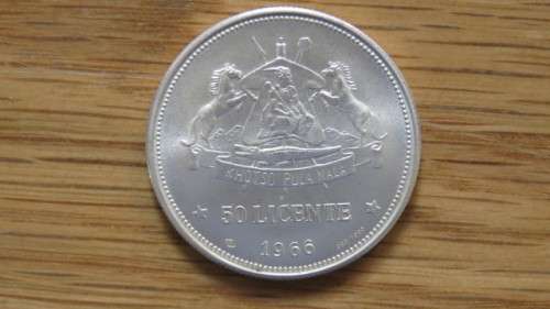 Lesotho Silver (.900) 1966 50 Licente Coin 28.7 g