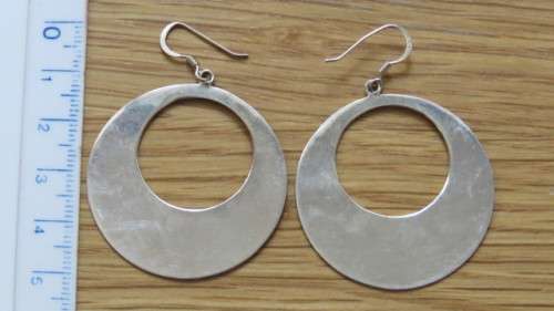 Superb Vintage Sterling Silver Hoop Earrings 38 mm 9.1 g
