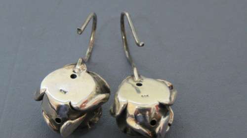 Beautiful Vintage Sterling Silver Rose Threader Earrings 14 x 27 mm 3.5 g