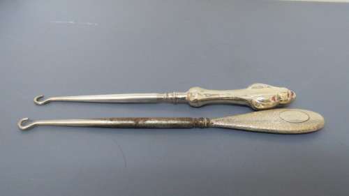 Two Antique Hallmarked Silver Corset Pull Hooks Details in Description 88 g