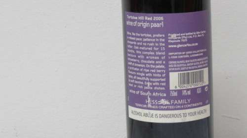Sealed 750ml Bottle of Glen Carlou Tortoise Hill 2006 Red