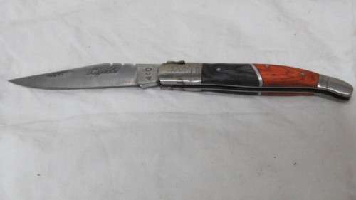 Stunning Vintage `Laguiole` Folding Knife With Two Tone Wood Handle L: 21,5 cm