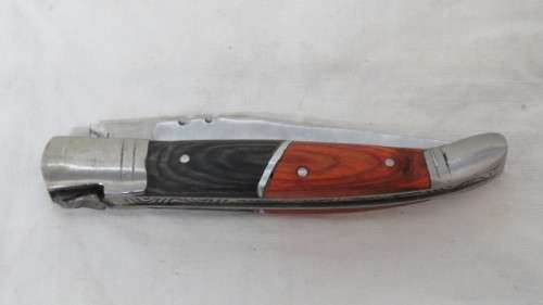 Stunning Vintage `Laguiole` Folding Knife With Two Tone Wood Handle L: 21,5 cm