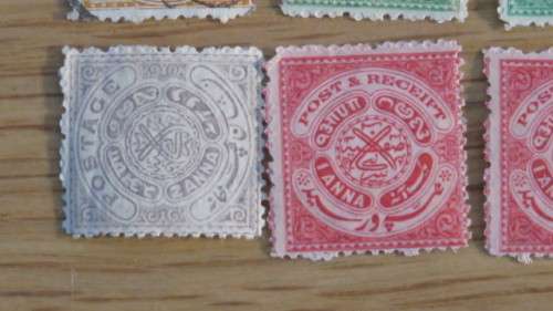 Collection of Ten Hyderabad (Telangana, India) Stamps Details in Description SOLD AS IS