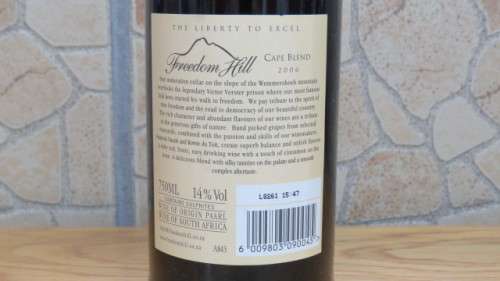Sealed 750ml Bottle of Freedom Hill 2006 Cape Blend (Cabernet Sauvignon, Pinotage, Shiraz)