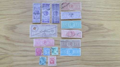 11 Used/Mint India Revenue Stamps and Five Used India Stamps Details in Description SOLD AS IS