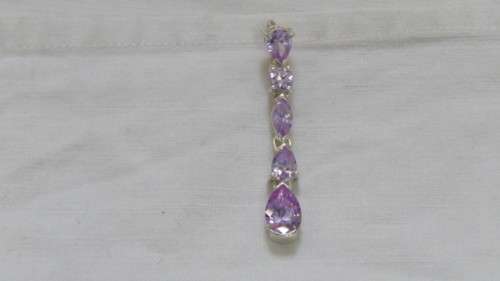 Stunning Sterling Silver Pendant Four Teardrop Lilac Coloured Stones 44 mm 4.4 g