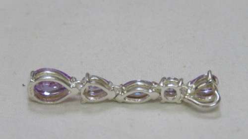 Stunning Sterling Silver Pendant Four Teardrop Lilac Coloured Stones 44 mm 4.4 g