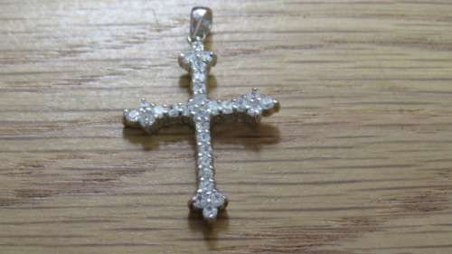 Gorgeous Encrusted Clear Stone Sterling Silver Pendant 25 x 44 mm 4.0 g