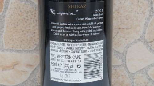 Sealed 750ml Bottle of Spier Inspire 2005 Shiraz
