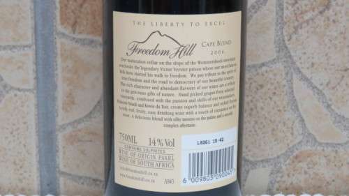Sealed 750ml Bottle of Freedom Hill 2006 Cape Blend Cabernet Sauvignon Pinotage Shiraz