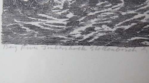 Framed Original Tinus de Jongh (1885-1942) Etching `Berg River Jonkershoek Stellenbosch` Signed