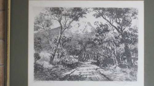 Framed Original Tinus de Jongh (1885-1942) Etching `Avenue Hout Bay` Signed 41 x 37 cm