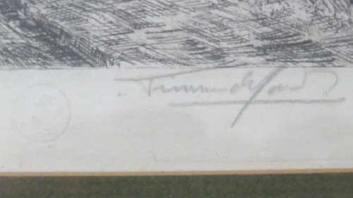 Framed Original Tinus de Jongh (1885-1942) Etching `Avenue Hout Bay` Signed 41 x 37 cm