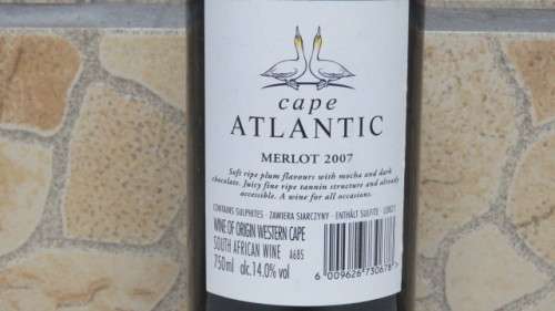 Sealed 750ml Bottle of Cape Atlantic 2007 Merlot