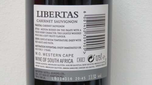 Sealed 750ml Bottle of Libertas 2015 Cabernet Sauvignon