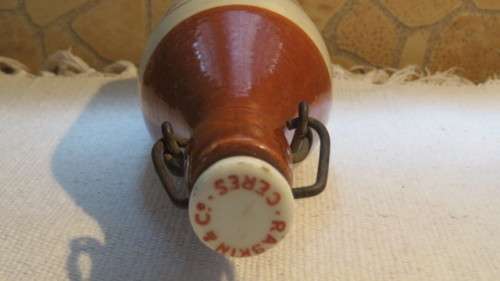 Scarce Vintage Original Raskin & Co. Ceres Ginger Beer Stoneware Bottle With Stopper H: 22,5 cm