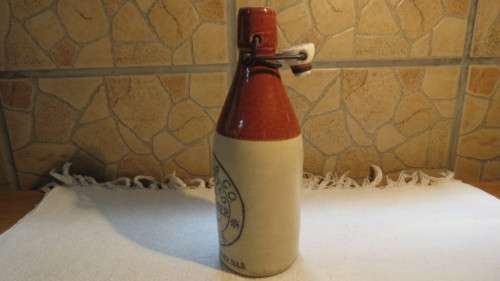Scarce Vintage Original Raskin & Co. Ceres Ginger Beer Stoneware Bottle With Stopper H: 22,5 cm