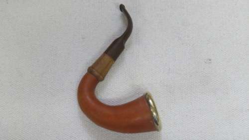 Stunning Vintage Calabash Smoking Pipe With Brass Surround on Bowl L: 16cm