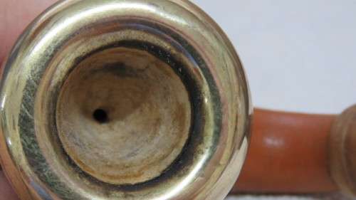 Stunning Vintage Calabash Smoking Pipe With Brass Surround on Bowl L: 16cm