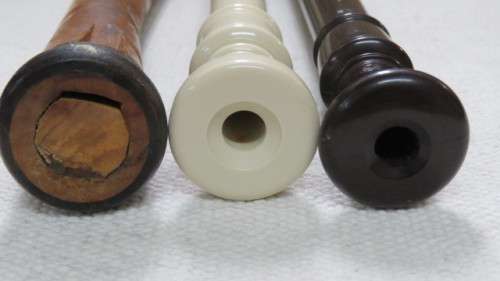 Collection of Three Vintage Musical Instruments - Two Recorders and One Wooden Flute See Description