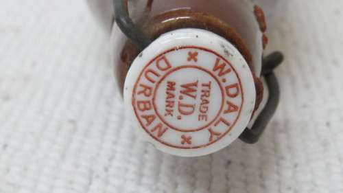 Two Vintage W. Daly Durban Stoneware Ginger Beer Bottles With Stoppers L: 23 cm