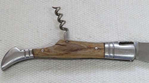 Fantastic Vintage `Laguiole` 440 Folding Knife With Corkscrew and Wood Handle L: 22 cm