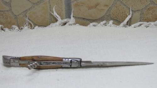 Fantastic Vintage `Laguiole` 440 Folding Knife With Corkscrew and Wood Handle L: 22 cm