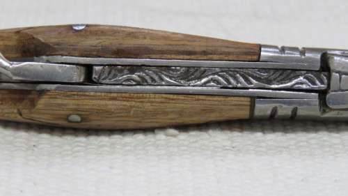Fantastic Vintage `Laguiole` 440 Folding Knife With Corkscrew and Wood Handle L: 22 cm
