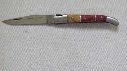 Superb Vintage Pradel Auvergne Folding Knife Three Tone Wood Handle L: 20 cm