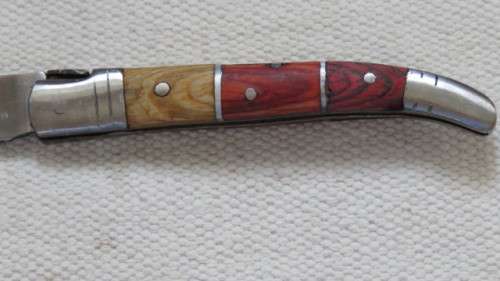 Superb Vintage Pradel Auvergne Folding Knife Three Tone Wood Handle L: 20 cm