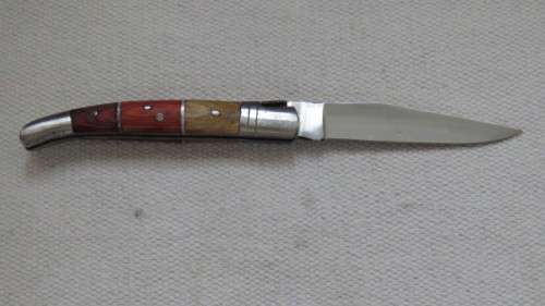 Superb Vintage Pradel Auvergne Folding Knife Three Tone Wood Handle L: 20 cm