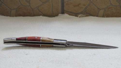 Superb Vintage Pradel Auvergne Folding Knife Three Tone Wood Handle L: 20 cm