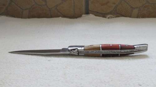 Superb Vintage Pradel Auvergne Folding Knife Three Tone Wood Handle L: 20 cm