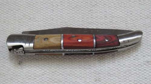 Superb Vintage Pradel Auvergne Folding Knife Three Tone Wood Handle L: 20 cm