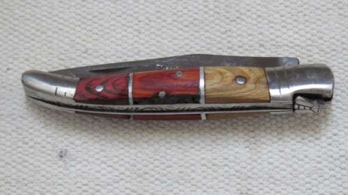Superb Vintage Pradel Auvergne Folding Knife Three Tone Wood Handle L: 20 cm