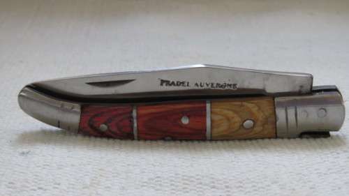 Superb Vintage Pradel Auvergne Folding Knife Three Tone Wood Handle L: 20 cm