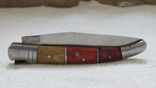 Superb Vintage Pradel Auvergne Folding Knife Three Tone Wood Handle L: 20 cm
