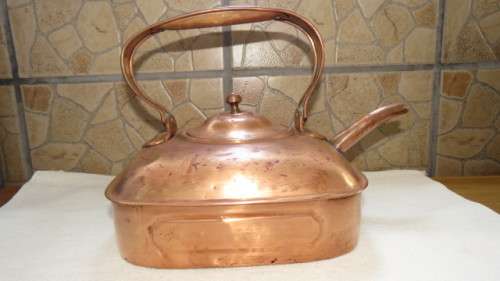 Rare Vintage Large 1920s Copper Square Kettle Tea Pot For Belling Electric Cooker 22 x 22 cm