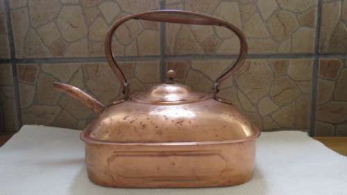 Rare Vintage Large 1920s Copper Square Kettle Tea Pot For Belling Electric Cooker 22 x 22 cm