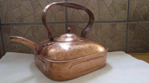 Rare Vintage Large 1920s Copper Square Kettle Tea Pot For Belling Electric Cooker 22 x 22 cm